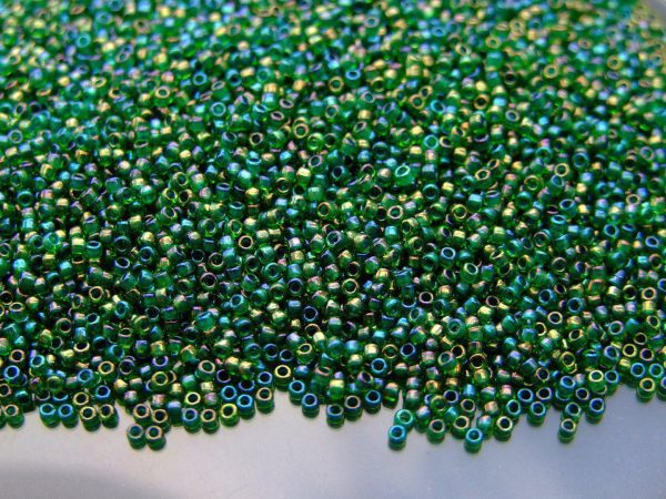 10g 249 Inside Color Peridot/Emerald Lined Toho Seed Beads 15/0 1.5mm Michael's UK Jewellery