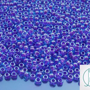 TOHO Seed Beads 252 Inside Color Aqua Purple 8/0 beads mouse
