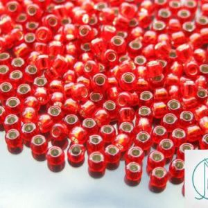 TOHO Seed Beads 25B Silver Lined Siam Ruby 6/0 beads mouse