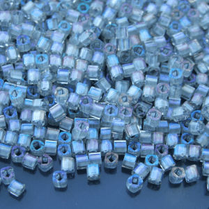 10g 261 Inside Color Rainbow Crystal/Gray Lined Toho Cube Seed Beads 3mm Michael's UK Jewellery
