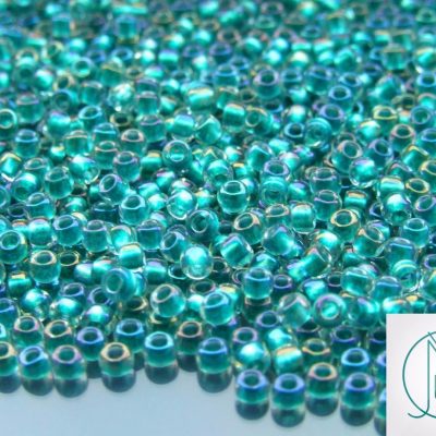 TOHO Seed Beads 264 Inside Color Crystal Teal Rainbow 8/0 beads mouse