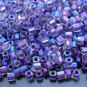 10g 265 Inside Color Crystal/Metallic Purple Lined Rainbow Toho Cube Seed Beads 4mm Michael's UK Jewellery