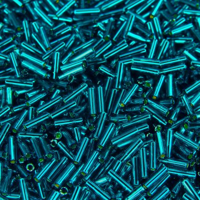 10g 27BD Silver Lined Teal Toho Bugle Seed Beads 6mm Michael's UK Jewellery