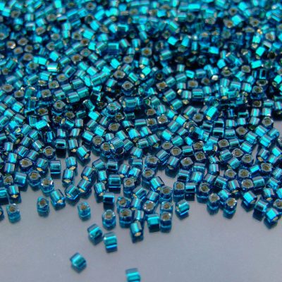 10g 27BD Silver Lined Teal Toho Cube Seed Beads 1.5mm Michael's UK Jewellery