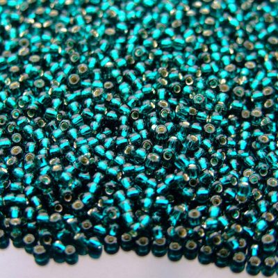TOHO Seed Beads 27BD Silver Lined Teal 11/0 beads mouse