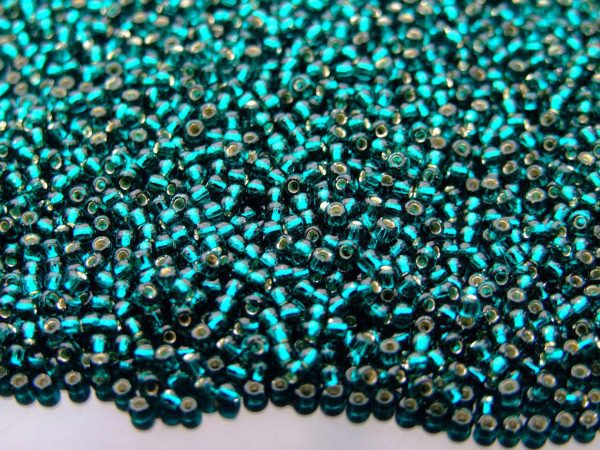 TOHO Seed Beads 27BD Silver Lined Teal 11/0 beads mouse