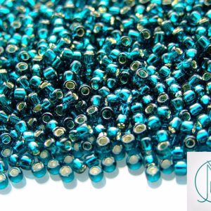 TOHO Seed Beads 27BD Silver Lined Teal 8/0 beads mouse