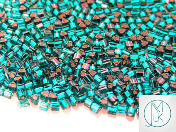 10g 27BD Silver Lined Teal Toho Triangle Seed Beads 8/0 3mm Michael's UK Jewellery