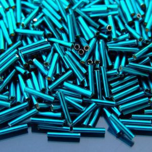 10g 27BDF Silver Lined Frosted Teal Toho Bugle Seed Beads 9mm Michael's UK Jewellery