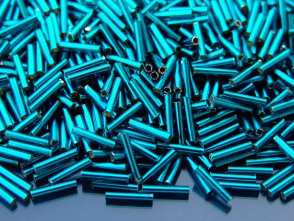 10g 27BDF Silver Lined Frosted Teal Toho Bugle Seed Beads 9mm toho bugle round beads 9mm beads mouse