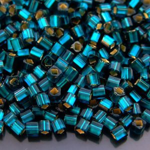 10g 27BDF Silver Lined Frosted Teal Toho Cube Seed Beads 4mm Michael's UK Jewellery