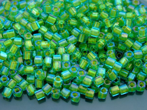 10g 307 Inside Color Aqua/Yellow Lined Toho Cube Seed Beads 4mm Michael's UK Jewellery