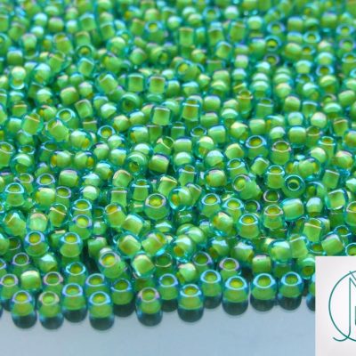 TOHO Seed Beads 307 Inside Color Aqua Yellow 8/0 beads mouse