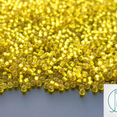TOHO Seed Beads 32F Silver Lined Frosted Lemon 11/0 beads mouse