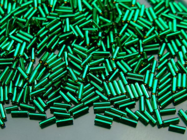 10g 36 Silver Lined Green Emerald Toho Bugle Seed Beads 6mm Michael's UK Jewellery