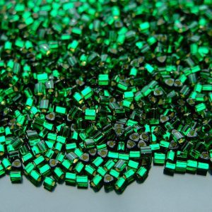 10g 36 Silver Lined Green Emerald Toho Triangle Seed Beads 11/0 2mm Michael's UK Jewellery