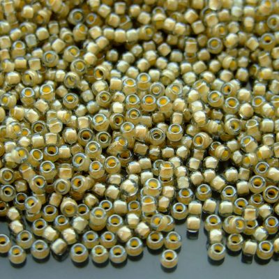 TOHO Seed Beads 369 Inside Color Black Diamond Orange Creme Lined 8/0 beads mouse
