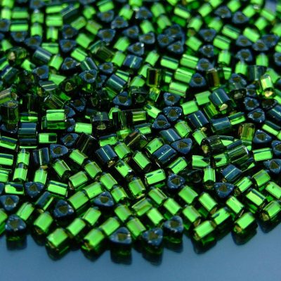10g 37 Silver Lined Olivine Toho Triangle Seed Beads 8/0 3mm Michael's UK Jewellery