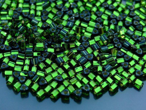 10g 37 Silver Lined Olivine Toho Triangle Seed Beads 8/0 3mm Michael's UK Jewellery