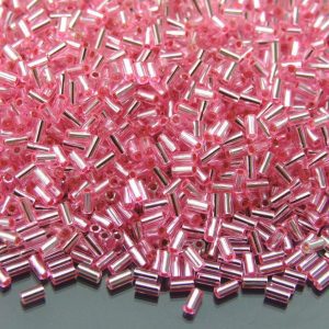 10g Toho Bugle Beads 38 Silver Lined Pink 3mm