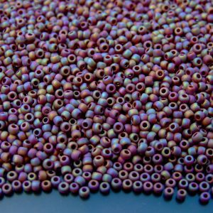 TOHO Seed Beads 406F Opaque Rainbow Frosted Oxblood 11/0 beads mouse