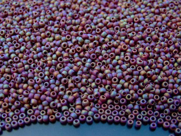 TOHO Seed Beads 406F Opaque Rainbow Frosted Oxblood 11/0 beads mouse
