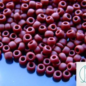 TOHO Seed Beads 46F Opaque Oxblood Frosted 6/0 beads mouse