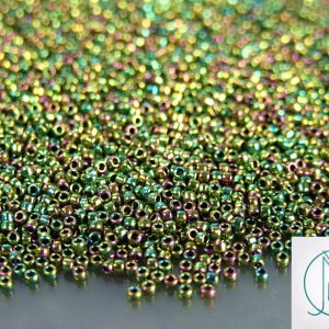 10g 508 Higher Metallic Iris Olivine Toho Seed Beads 15/0 1.5mm Michael's UK Jewellery