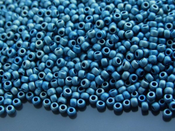 TOHO Seed Beads 511F Higher Metallic Frosted Mediteranian Blue 8/0 beads mouse