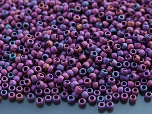TOHO Seed Beads 515F Higher Metallic Frosted Mardi Gras 8/0 beads mouse