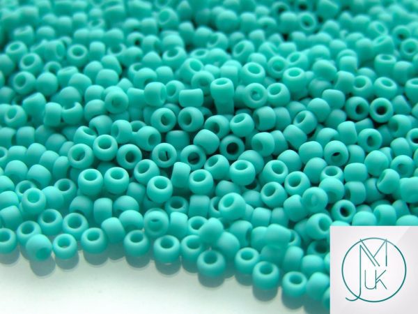 TOHO Seed Beads 55F Opaque Turquoise Frosted 8/0 beads mouse