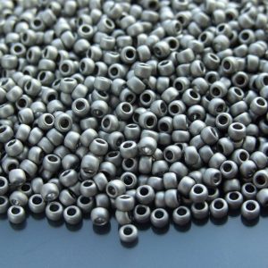 TOHO Seed Beads 566 Metallic Frosted Antique Silver 8/0 beads mouse