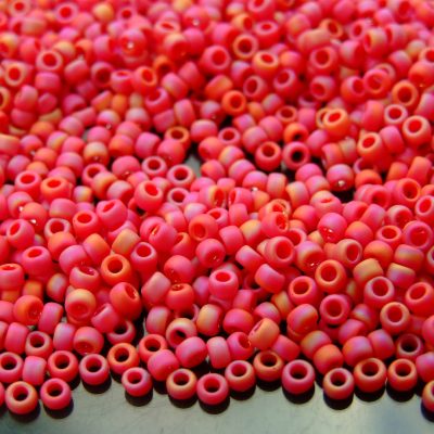 TOHO Seed Beads 768 Opaque Rainbow Frosted Red 8/0 beads mouse