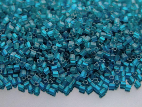 TOHO Triangle Beads 7BDF Transparent Frosted Teal 11/0 beadsmouse.co.uk