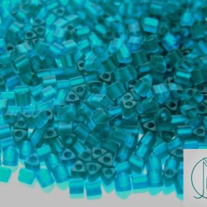 10g 7BDF Transparent Teal Frosted Toho Triangle Seed Beads 8/0 3mm Michael's UK Jewellery