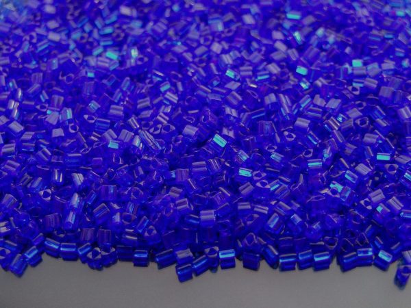 TOHO Triangle Beads 8 Transparent Cobalt 11/0  beadsmouse.co.uk