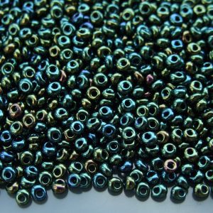 10g 84 Metallic Iris Green Brown Toho 3mm Magatama Seed Beads Michael's UK Jewellery