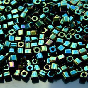 10g 84 Metallic Iris Green/Brown Toho Cube Seed Beads 4mm Michael's UK Jewellery