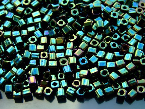 10g 84 Metallic Iris Green/Brown Toho Cube Seed Beads 4mm Michael's UK Jewellery