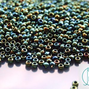 10g 84 Metallic Iris Green/Brown Toho Seed Beads 8/0 3mm Michael's UK Jewellery