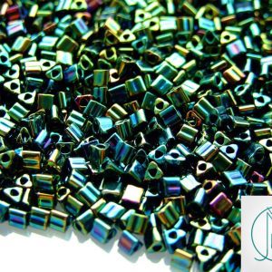 10g 84 Metallic Iris Green/Brown Toho Triangle Seed Beads 8/0 3mm Michael's UK Jewellery