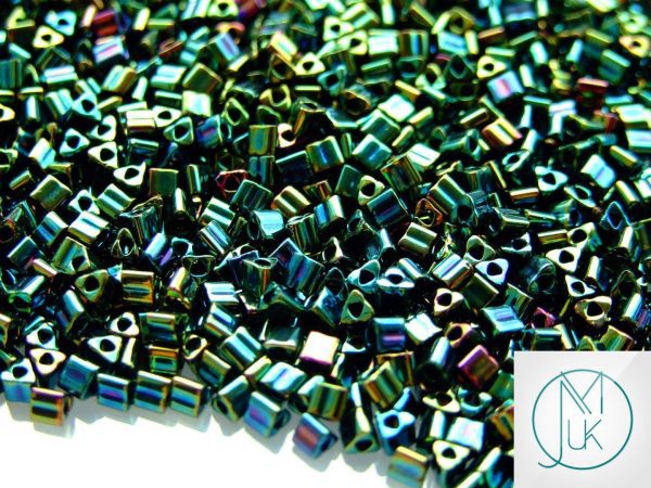10g 84 Metallic Iris Green/Brown Toho Triangle Seed Beads 8/0 3mm Michael's UK Jewellery