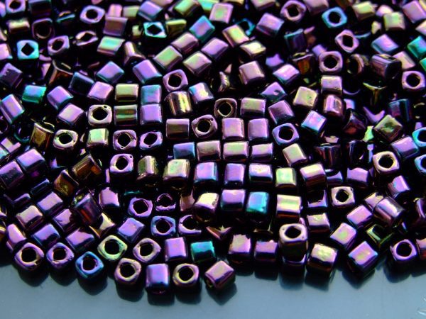 10g 85 Metallic Iris Purple Toho Cube Seed Beads 4mm Michael's UK Jewellery