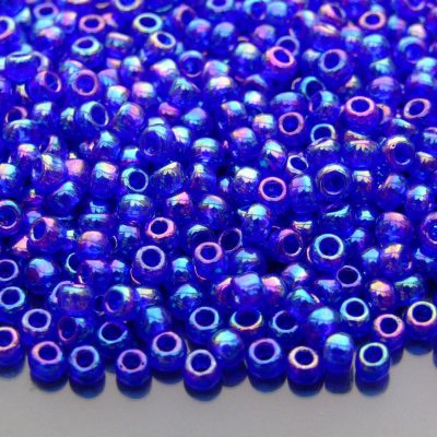 TOHO Seed Beads 87 Transparent Cobalt Rainbow 6/0 beads mouse