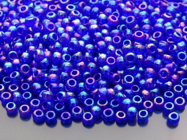 TOHO Seed Beads 87 Transparent Cobalt Rainbow 6/0 beads mouse