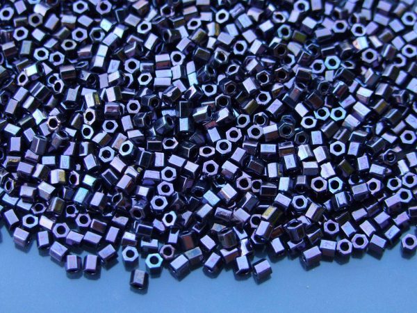10g 90 Metallic Amethyst Gun Metal Toho Hexagon Seed Beads 8/0 3mm Michael's UK Jewellery