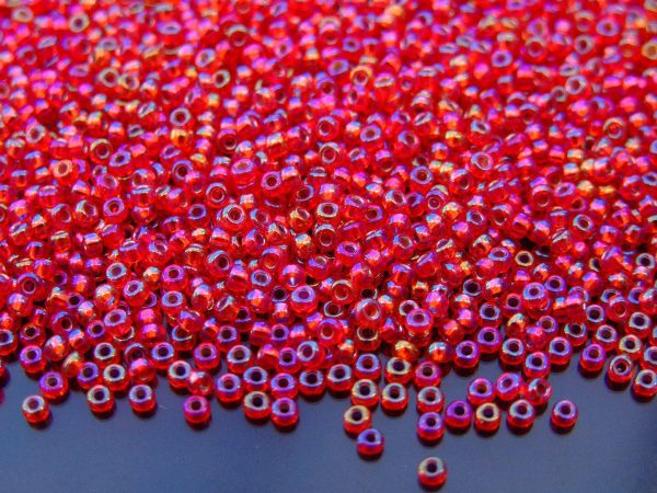 10g 91010 Silver Lined Flame Red AB Miyuki Seed Beads 11/0 2mm Michael's UK Jewellery