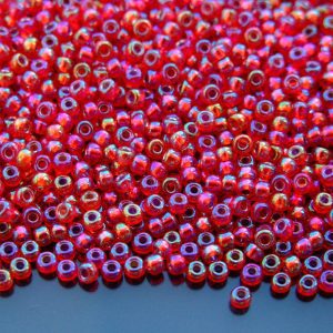 10g 91010 Silver Lined Flame Red AB Miyuki Seed Beads 8/0 3mm Michael's UK Jewellery