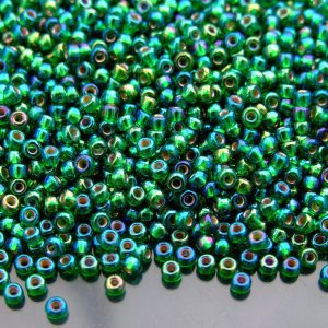 10g 91016 Silver Lined Green AB Miyuki Seed Beads 8/0 3mm Michael's UK Jewellery