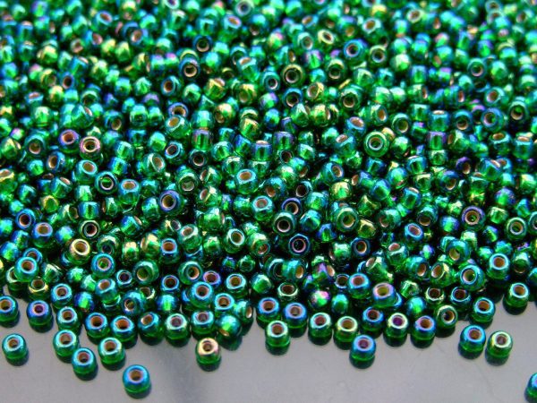 10g 91016 Silver Lined Green AB Miyuki Seed Beads 8/0 3mm Michael's UK Jewellery
